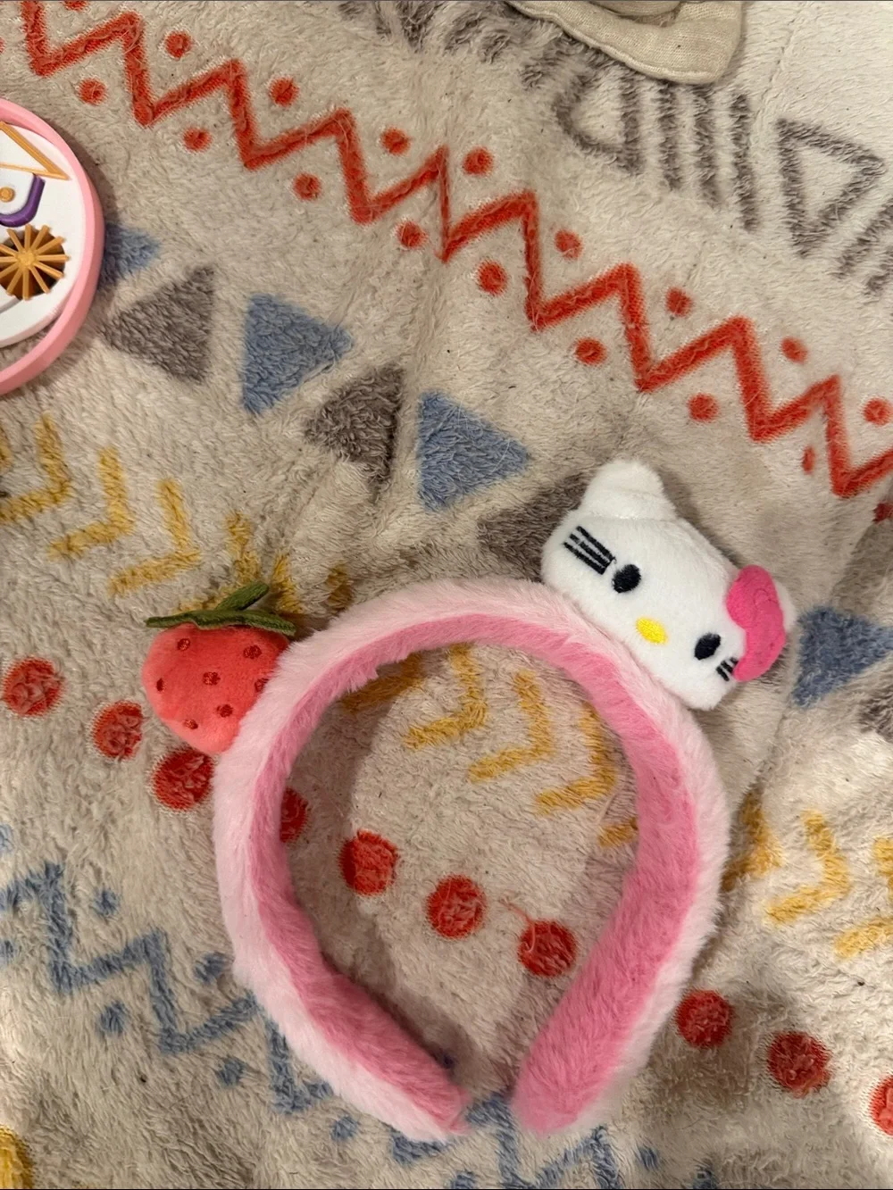 Disney Pink Hello Kitty Plush Bow Headband with Multicolor Anniversary Ear Sets